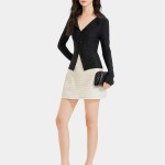 Váy mini tweed form A phối viền