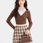 Váy mini tweed form A phối viền