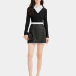 Váy mini tweed form A phối viền
