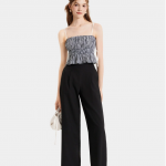 Áo 2 dây caro nhún thun thắt nơ hông