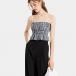 Áo 2 dây caro nhún thun thắt nơ hông