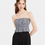 Áo 2 dây caro nhún thun thắt nơ hông