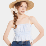 Áo 2 dây caro nhún thun thắt nơ hông