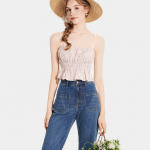 Áo 2 dây caro nhún thun thắt nơ hông