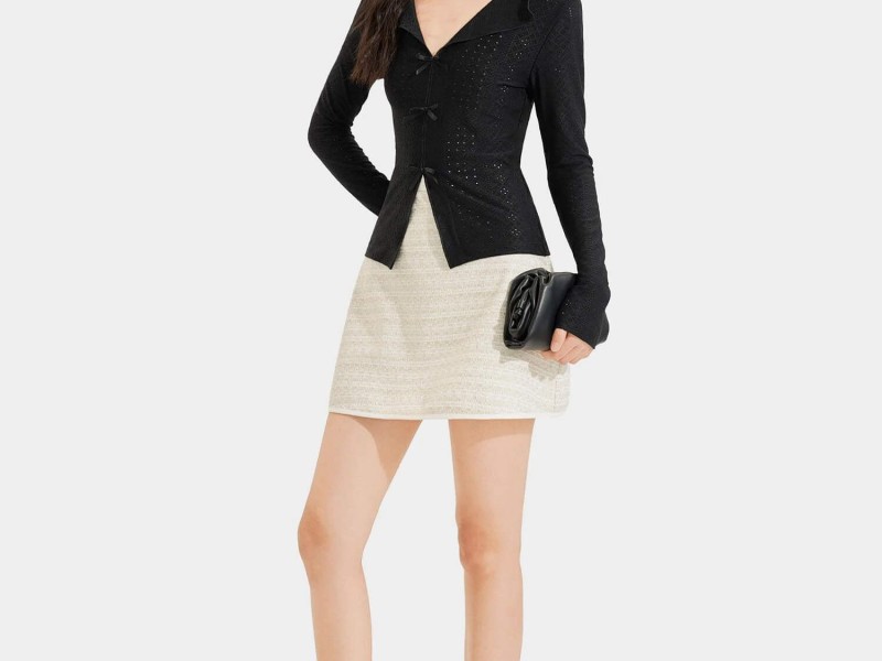 Váy mini tweed form A phối viền