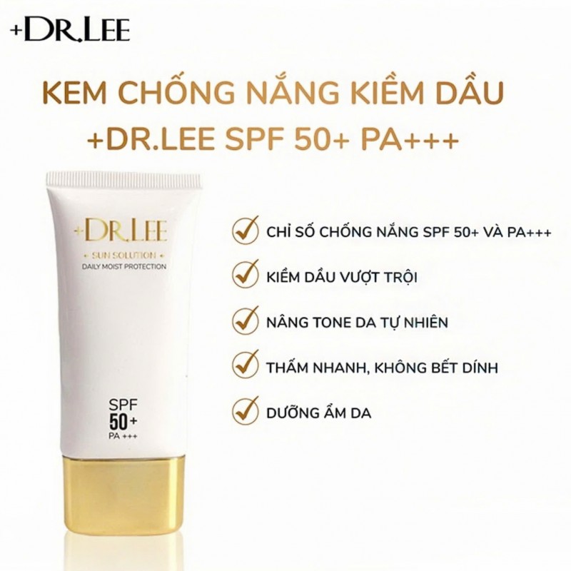   Kem chống nắng, dưỡng ẩm +Dr.Lee Sun Solution Daily Moist Protection SPF 50+ và PA+++