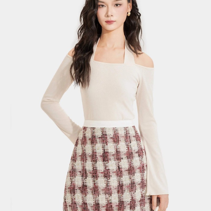 Váy mini tweed form A phối viền