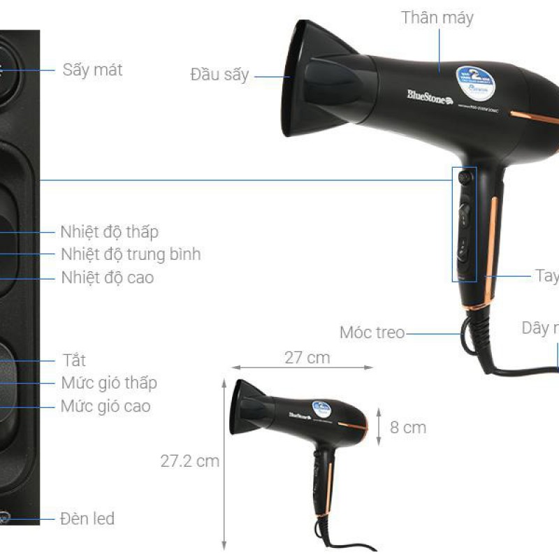 Máy sấy tóc 1900 - 2300W BlueStone HDB-1958