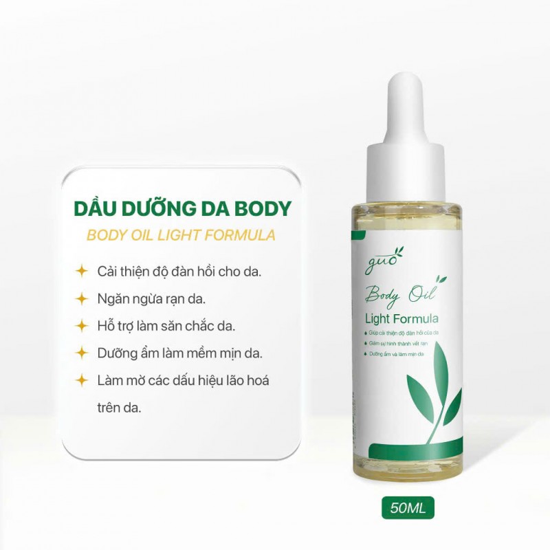 Dầu Dưỡng Da Giảm Rạn Mờ Sẹo Thấm Nhanh GUO Body Light Oil Formula