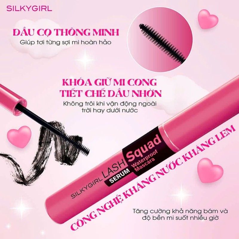 Silkygirl Chuốt mi Lash Squad Serum Waterproof Mascara