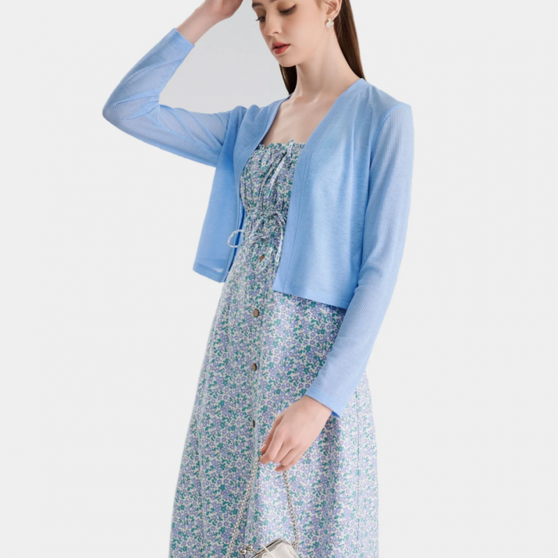 Áo cardigan cổ V tay dài