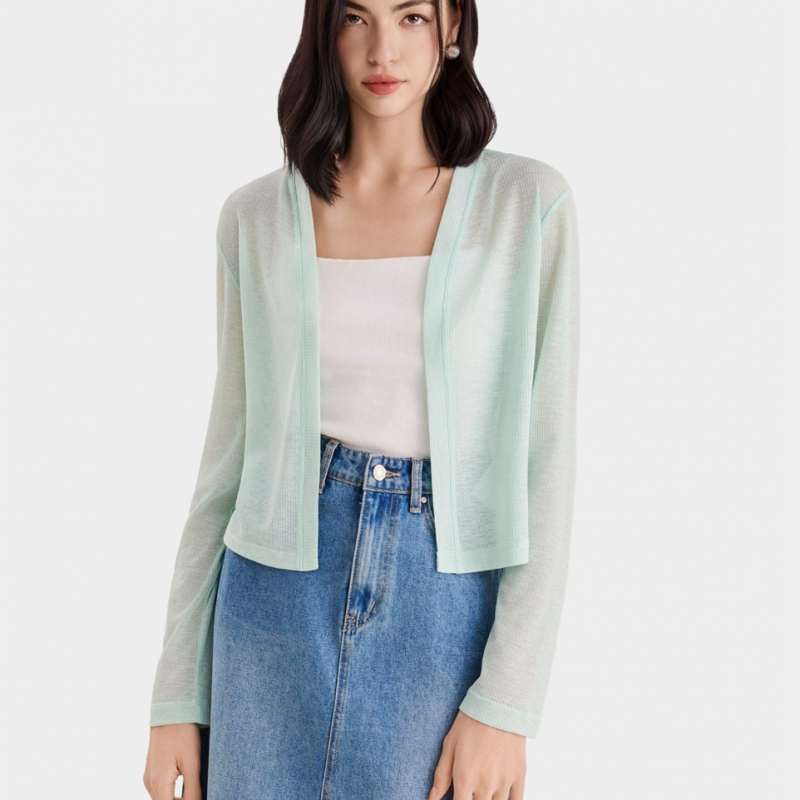 Áo cardigan cổ V tay dài