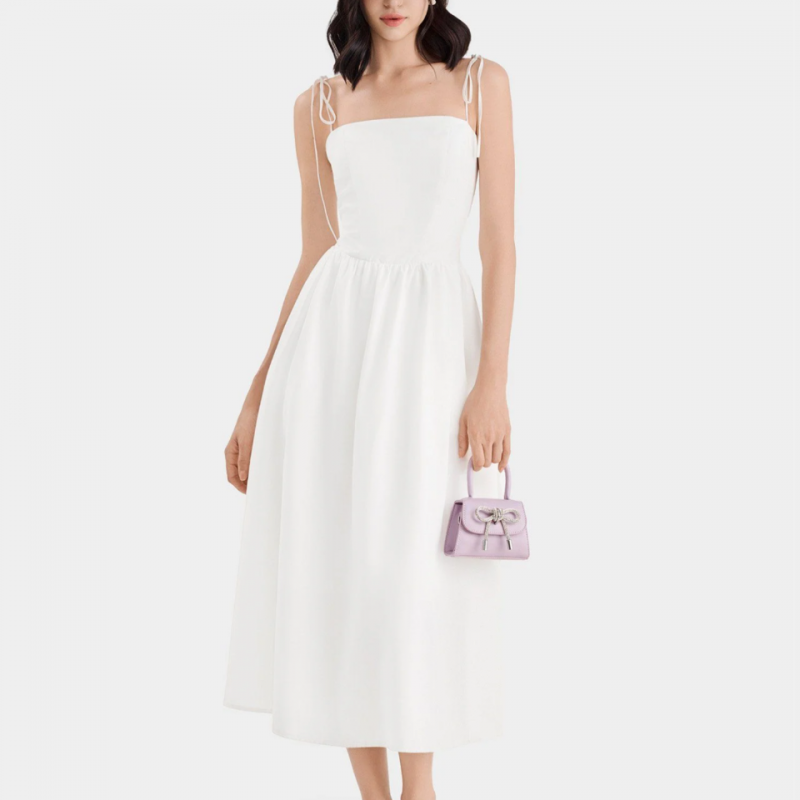 Đầm midi 2 dây smocking lưng