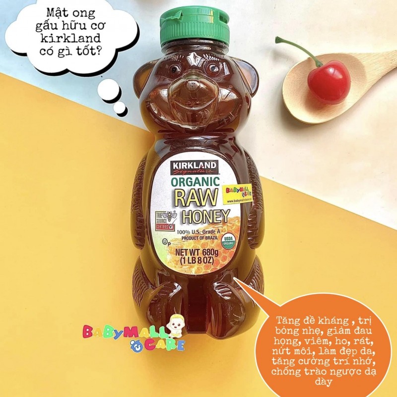 Mật Ong Honey Bear Kirkland Hữu Cơ tinh khiết nguyên chất 680g