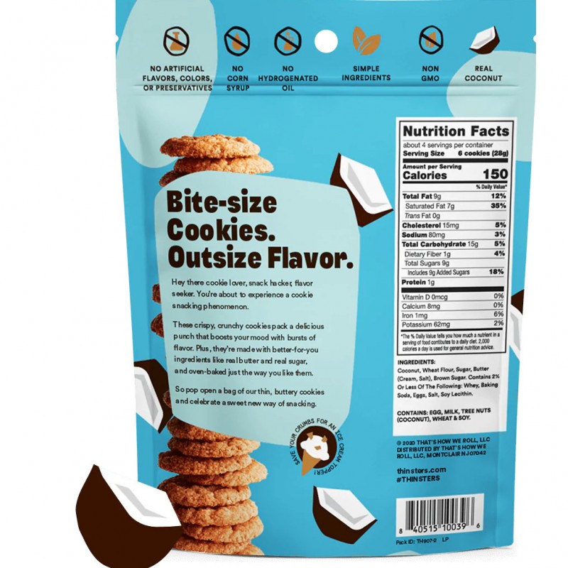 Bánh Quy Dừa Nướng Thinsters Dark Chocolate Coconut 510g