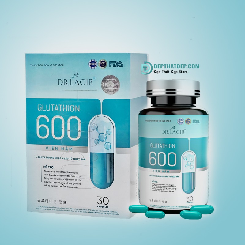 Thực phẩm chức năng Viên uống trắng da Glutathione 600 Dr.Lacir hộp 30 viên